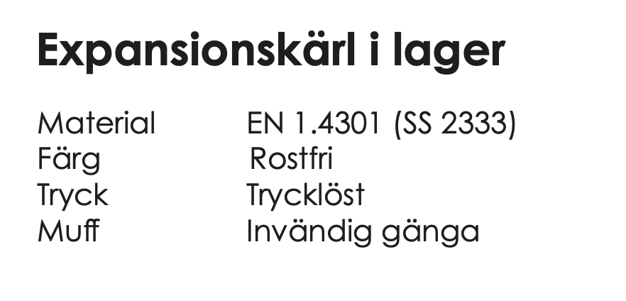 Expansionskärl i lager